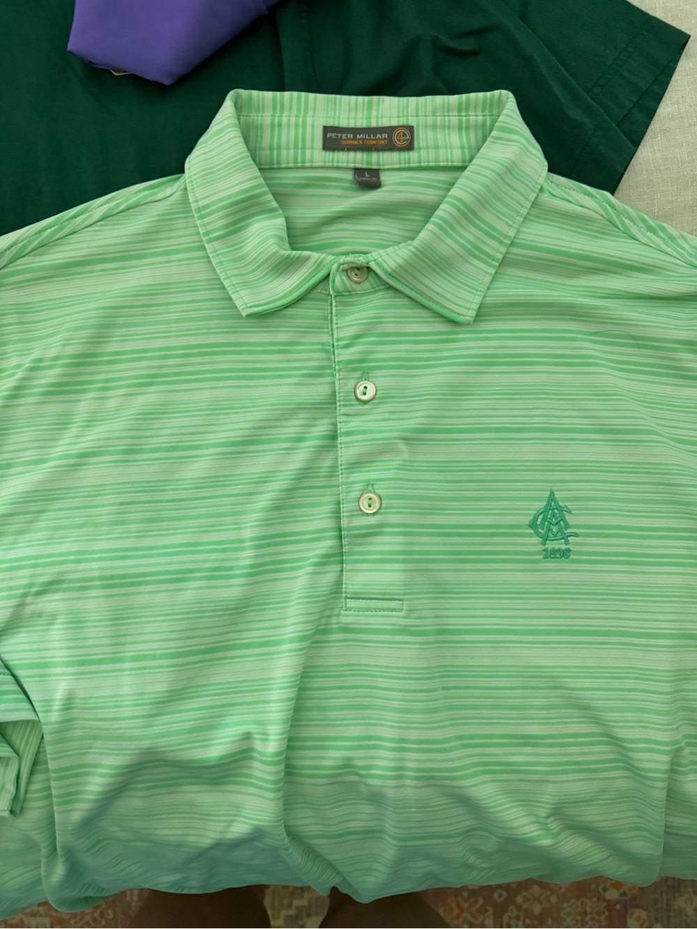 Peter Millar Mint Green Striped Performance Polo